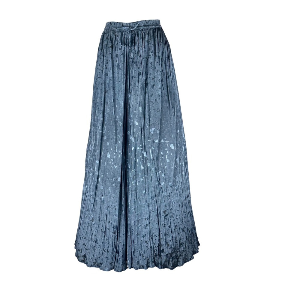 Vintage Carla Freeman 100% Rayon Blue Crinkle Wide Leg Palazzo Pants Size M Boho